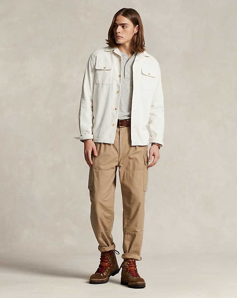Chamarras Ralph Lauren Classic Fit Corduroy Workshirt Hombre Creme | YBUHEOZ-34 - vista 3