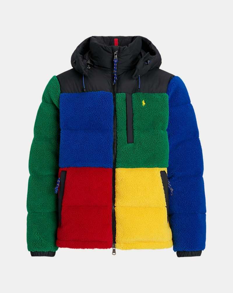 Chamarras Ralph Lauren Colour-Blocked Pile Fleece Down Hombre Rojos | FHDLVEB-62 - vista 2