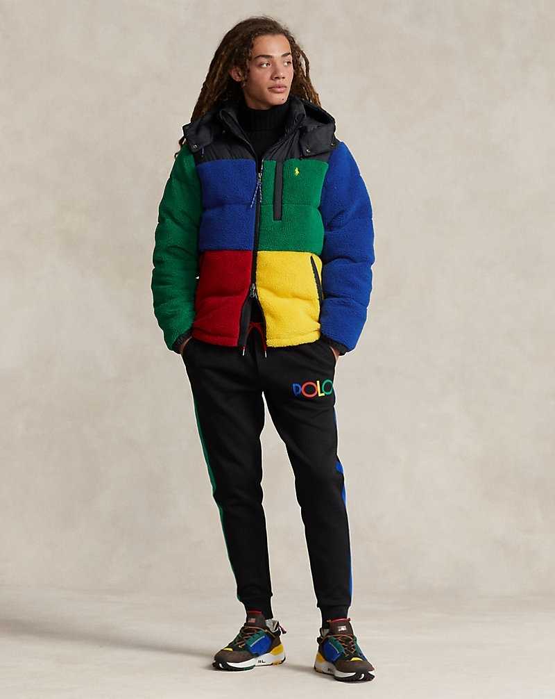 Chamarras Ralph Lauren Colour-Blocked Pile Fleece Down Hombre Rojos | FHDLVEB-62 - vista 3