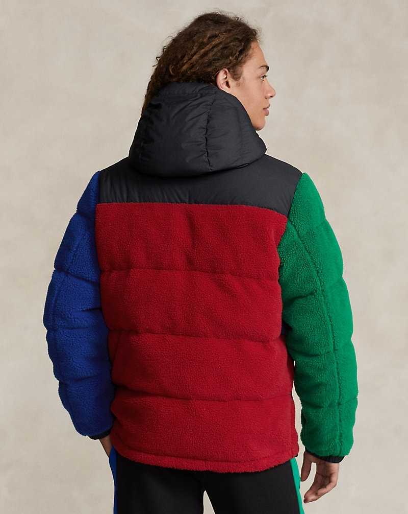 Chamarras Ralph Lauren Colour-Blocked Pile Fleece Down Hombre Rojos | FHDLVEB-62 - vista 4