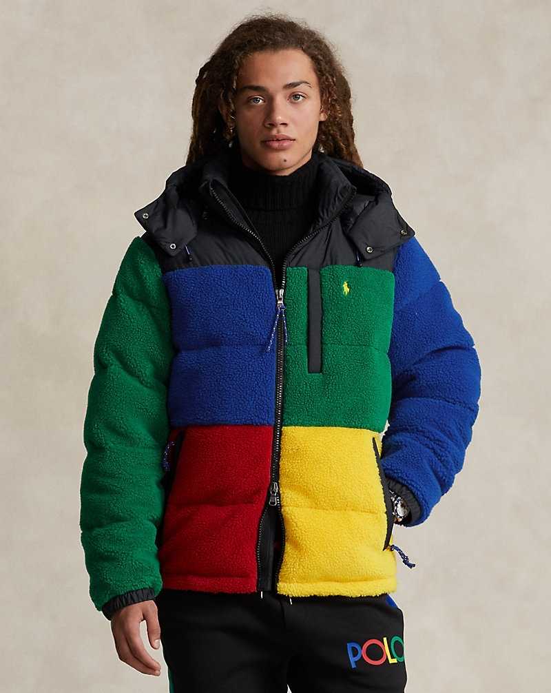 Chamarras Ralph Lauren Colour-Blocked Pile Fleece Down Hombre Rojos | FHDLVEB-62 - vista 1