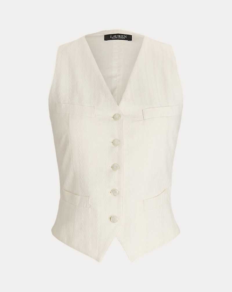 Chamarras Ralph Lauren Cotton Canvas Gilet Mujer Creme | THSREDM-39 - vista 2
