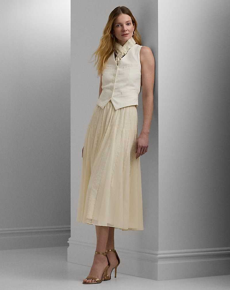 Chamarras Ralph Lauren Cotton Canvas Gilet Mujer Creme | THSREDM-39 - vista 3