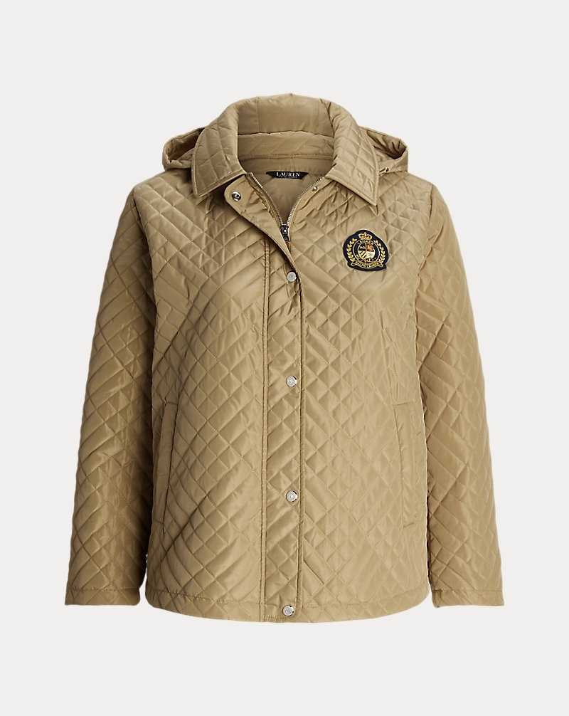 Chamarras Ralph Lauren Crest-Patch Quilted Hooded Mujer Birch Tan | YWLRACM-58 - vista 2