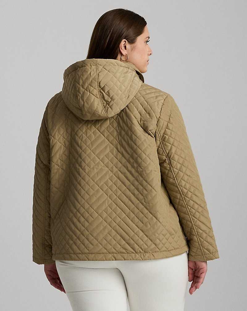 Chamarras Ralph Lauren Crest-Patch Quilted Hooded Mujer Birch Tan | YWLRACM-58 - vista 4