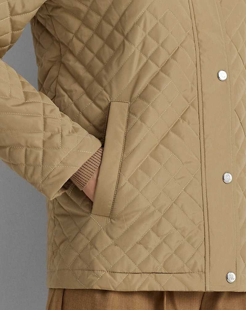 Chamarras Ralph Lauren Crest-Patch Quilted Hooded Mujer Birch Tan | PXOLGKN-91 - vista 5