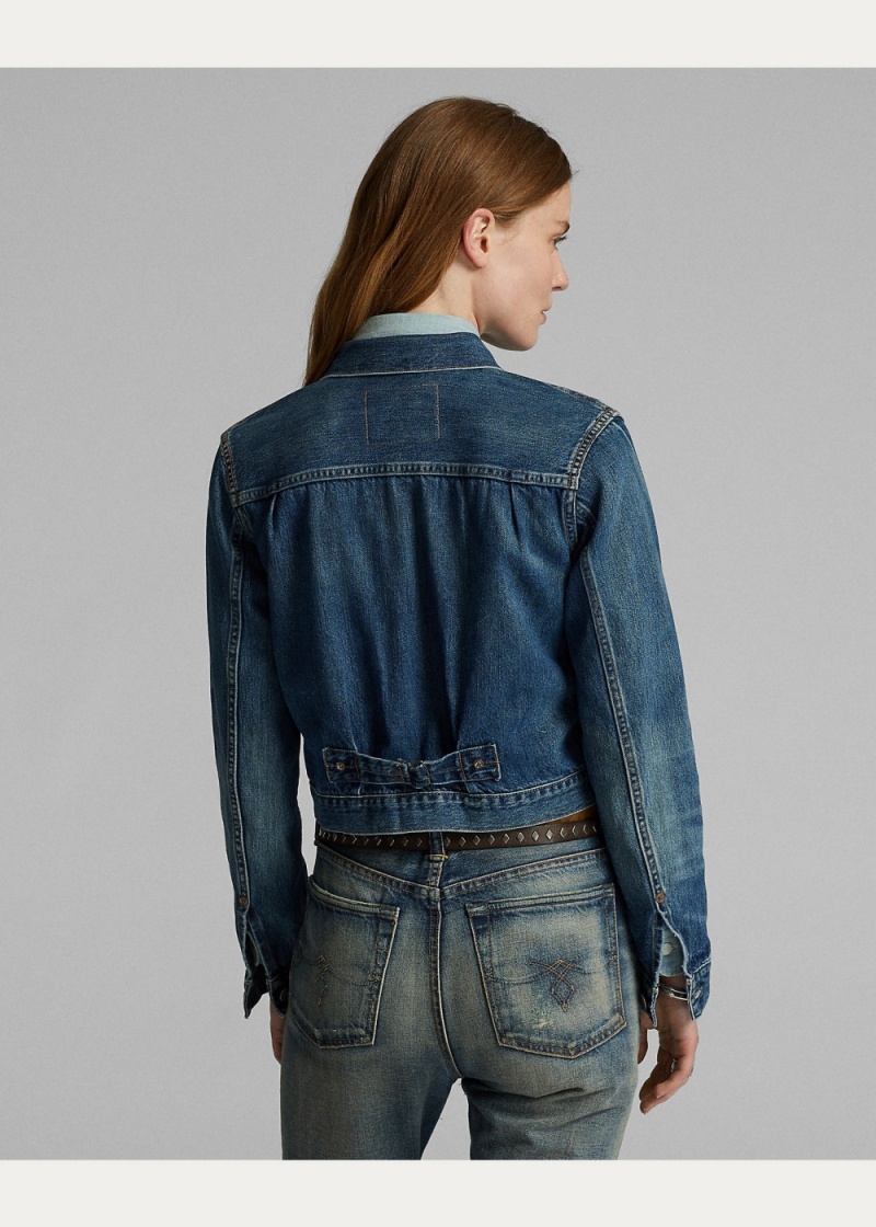 Chamarras Cropped Denim Mujer Azules | XSKV13475 - vista 4