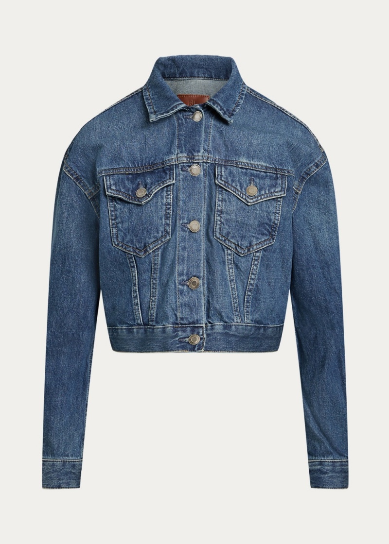 Chamarras Cropped Denim Trucker Mujer Azules | SBQV31820 - vista 2