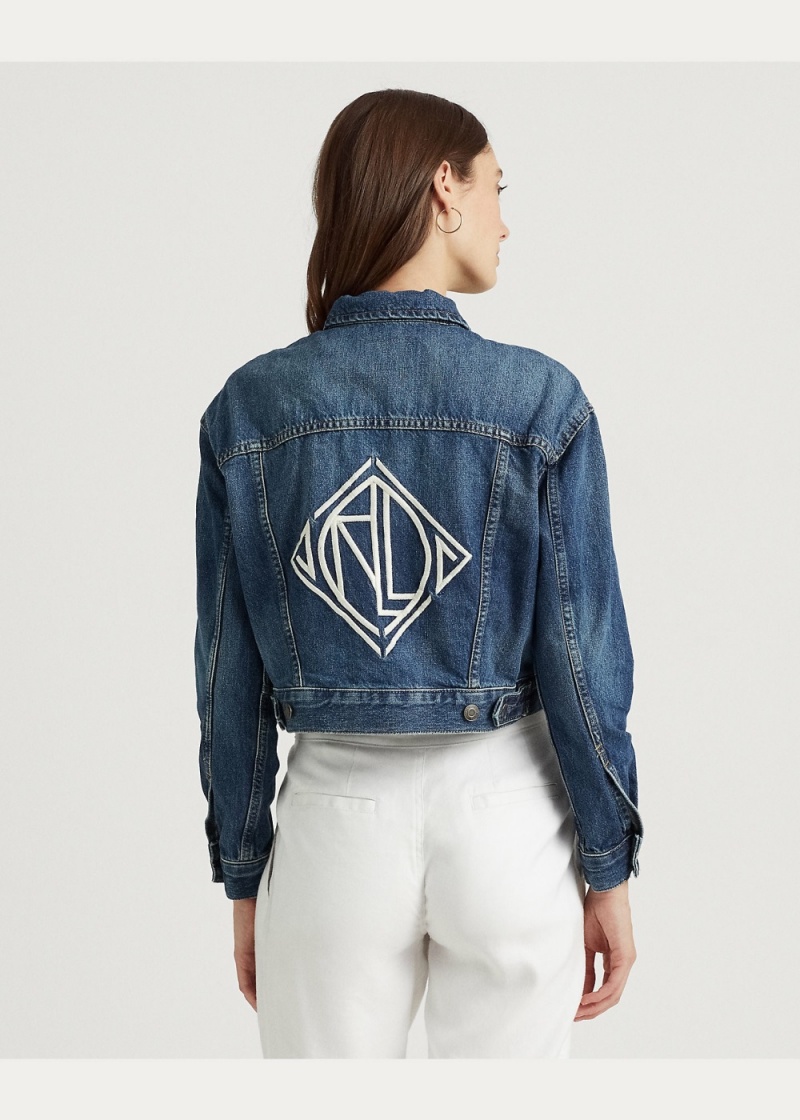 Chamarras Cropped Denim Trucker Mujer Azules | SBQV31820 - vista 3