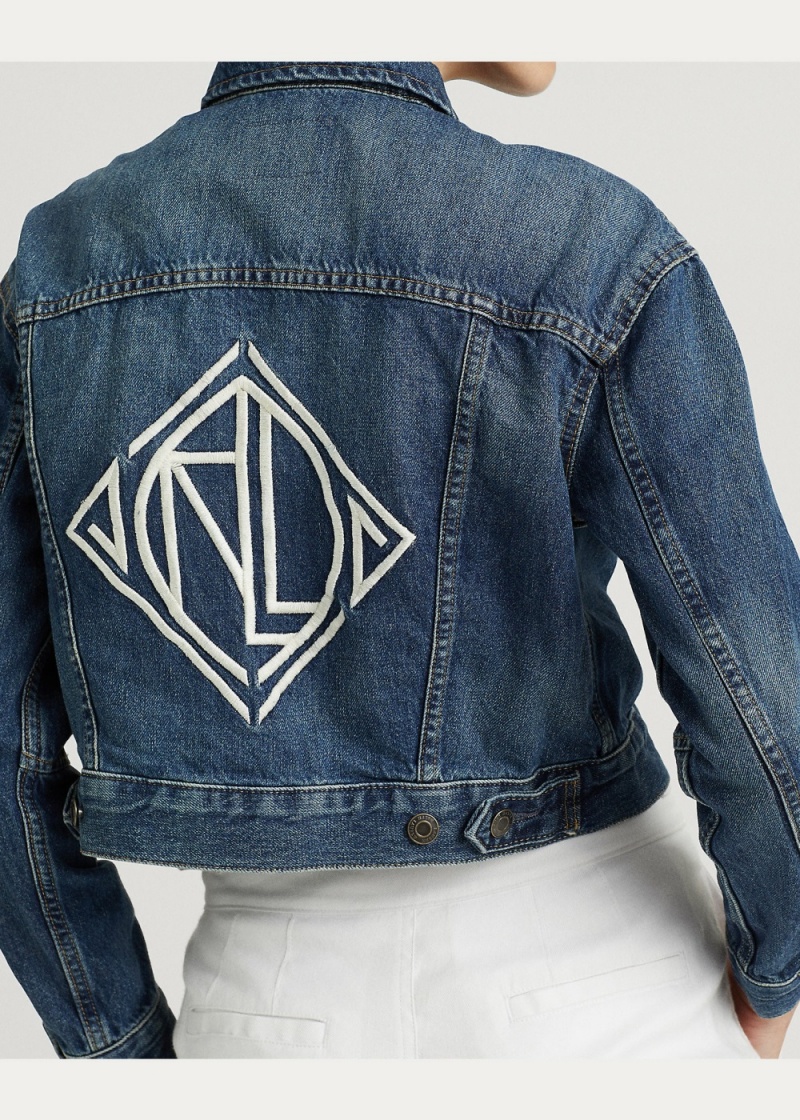 Chamarras Cropped Denim Trucker Mujer Azules | SBQV31820 - vista 4