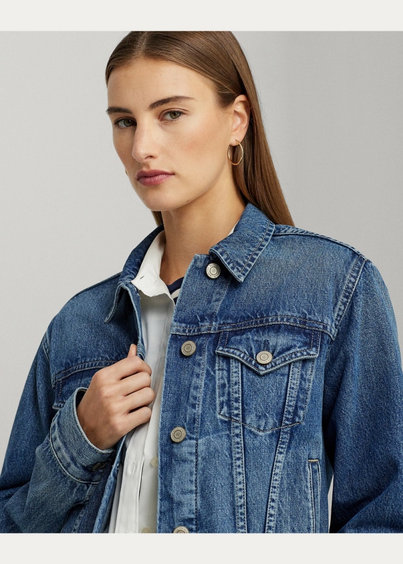 Chamarras Denim Trucker Mujer Azules | QVIW46508 - vista 2