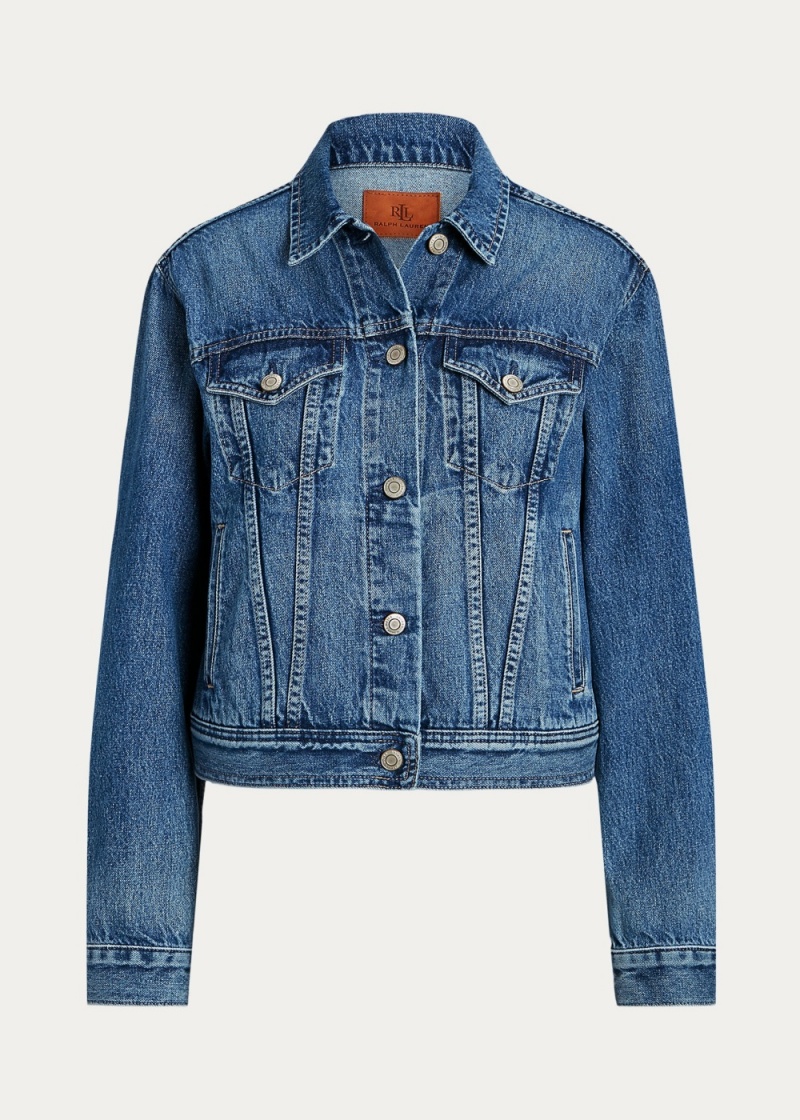 Chamarras Denim Trucker Mujer Azules | QVIW46508 - vista 4