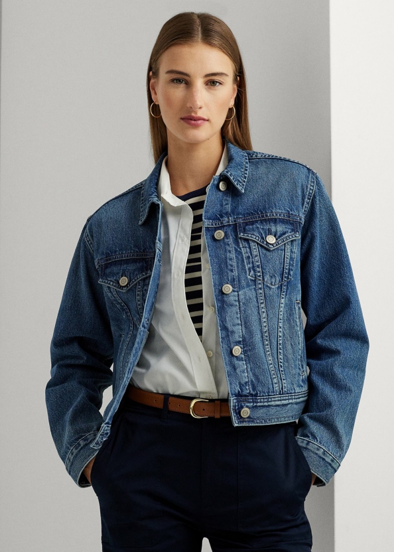 Chamarras Denim Trucker Mujer Azules | QVIW46508 - vista 1