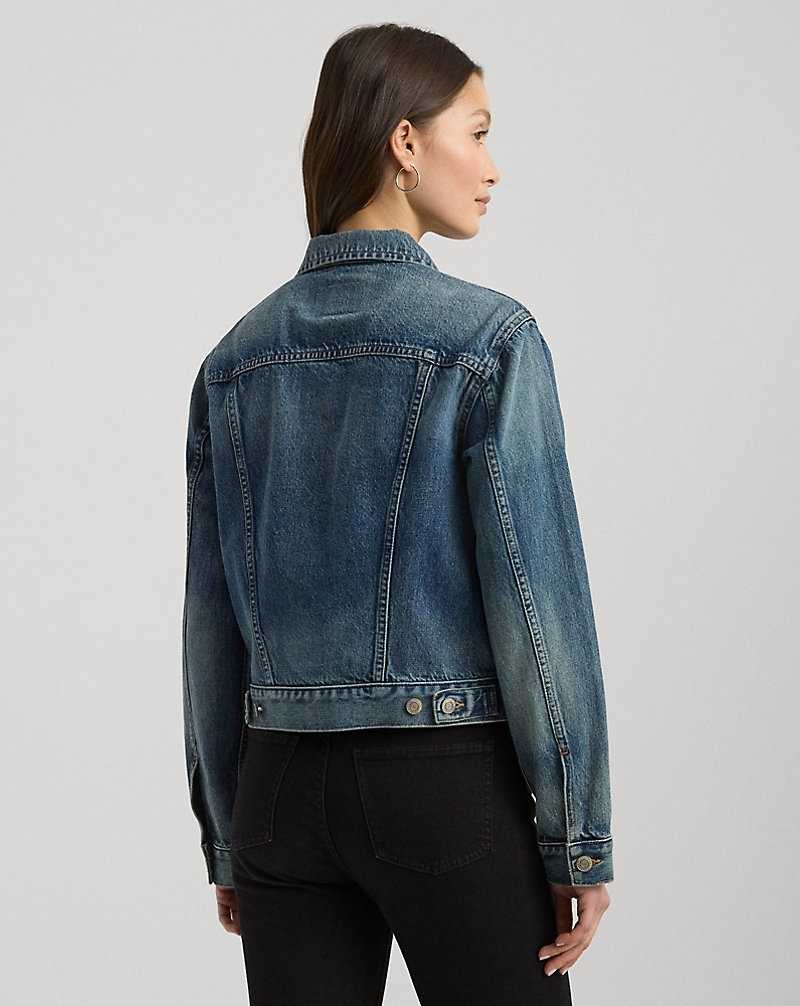 Chamarras Ralph Lauren Denim Trucker Mujer Azules Azules | KDISNLB-31 - vista 4
