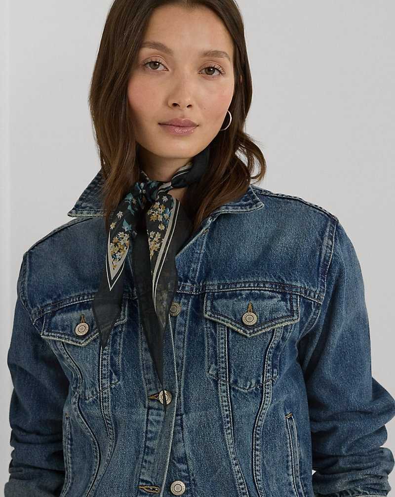 Chamarras Ralph Lauren Denim Trucker Mujer Azules Azules | KDISNLB-31 - vista 5