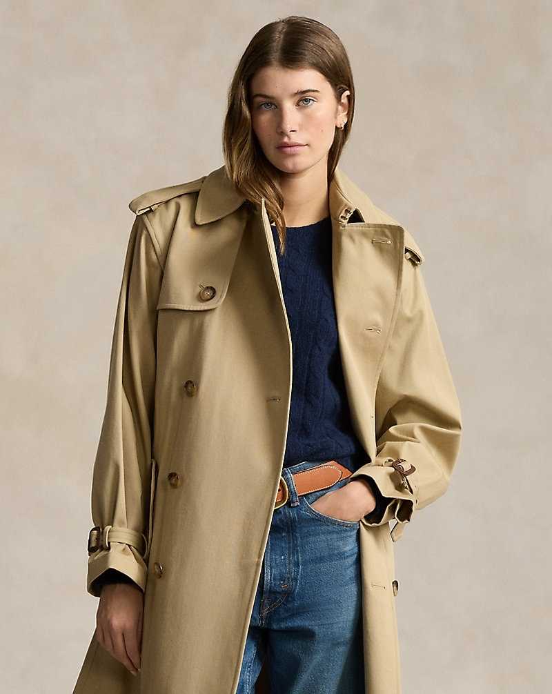 Chamarras Ralph Lauren Double-Breasted Twill Trench Mujer Surrey Tan | QUHRIET-86 - vista 3