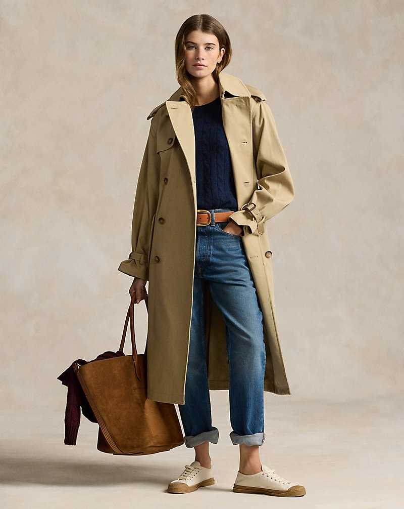 Chamarras Ralph Lauren Double-Breasted Twill Trench Mujer Surrey Tan | QUHRIET-86 - vista 1