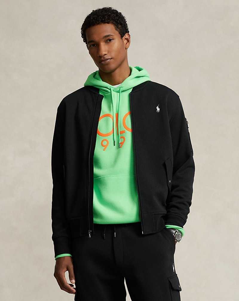 Chamarras Ralph Lauren Double-Knit Bomber Hombre Negros | OEGSUFN-39 - vista 1
