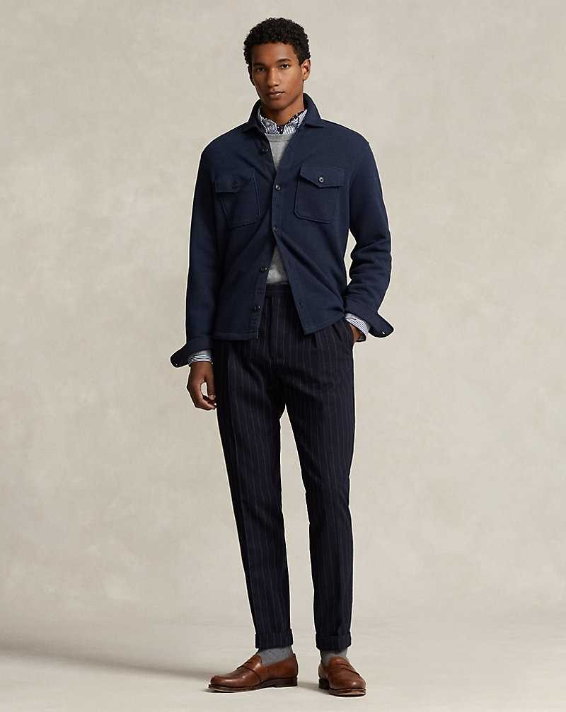 Chamarras Ralph Lauren Double-Knit Mesh Overshirt Hombre Azul Marino | MXGNDQZ-09 - vista 3