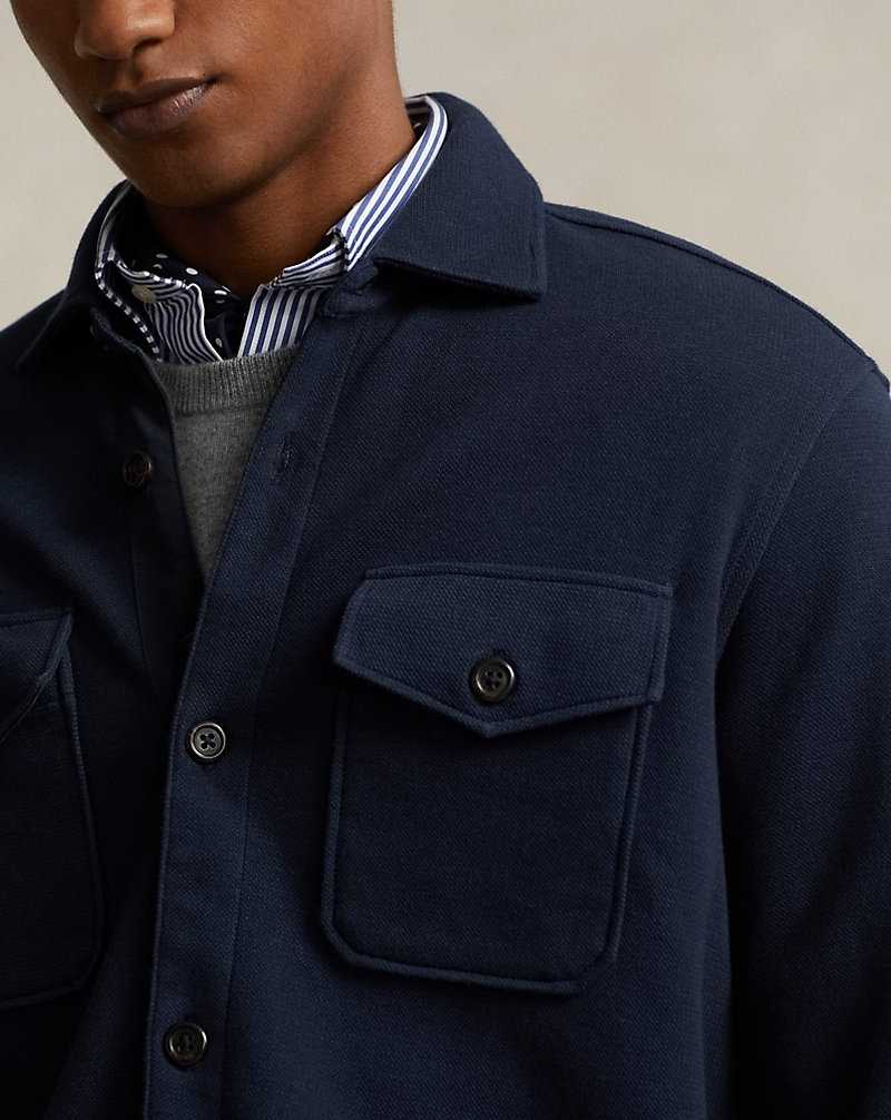 Chamarras Ralph Lauren Double-Knit Mesh Overshirt Hombre Azul Marino | MXGNDQZ-09 - vista 5