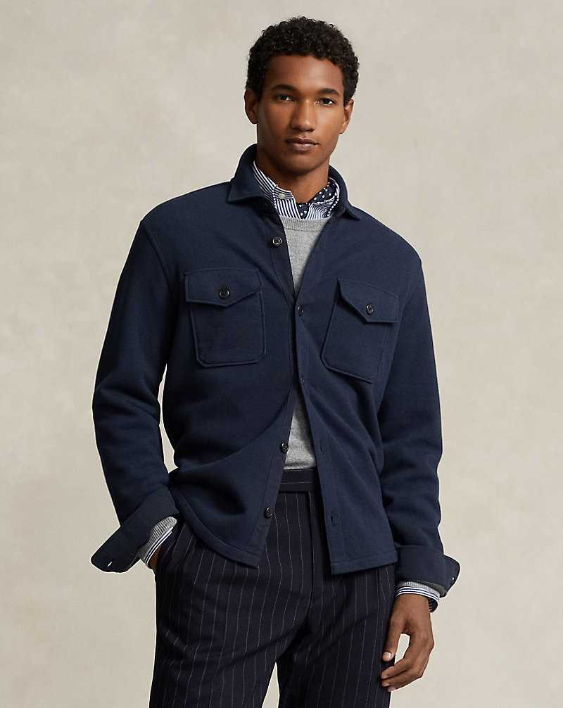 Chamarras Ralph Lauren Double-Knit Mesh Overshirt Hombre Azul Marino | MXGNDQZ-09 - vista 1
