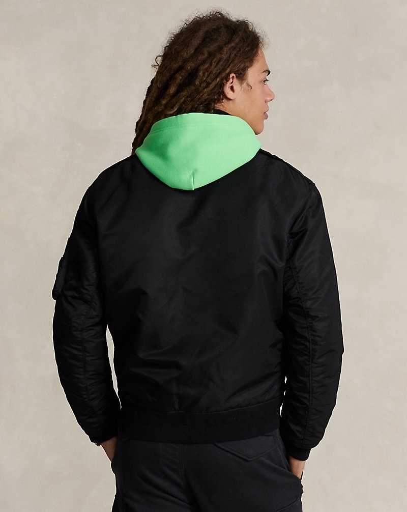 Chamarras Ralph Lauren Down Bomber Hombre Negros | RSEQDWN-93 - vista 4