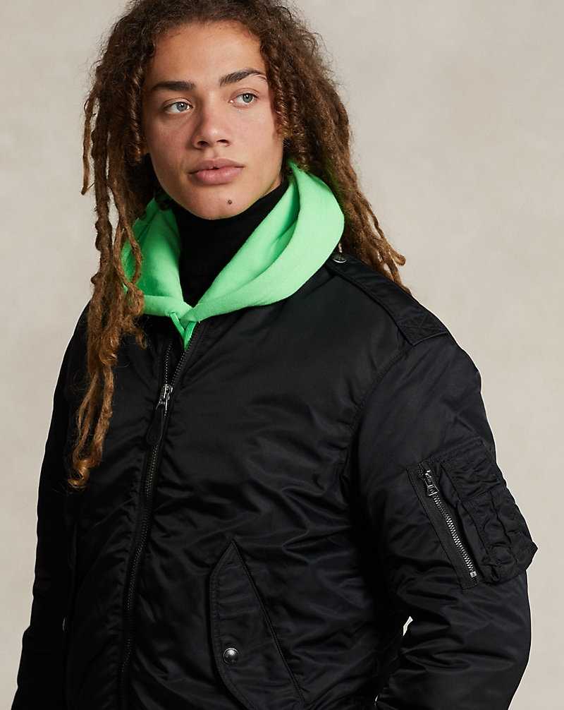 Chamarras Ralph Lauren Down Bomber Hombre Negros | RSEQDWN-93 - vista 5