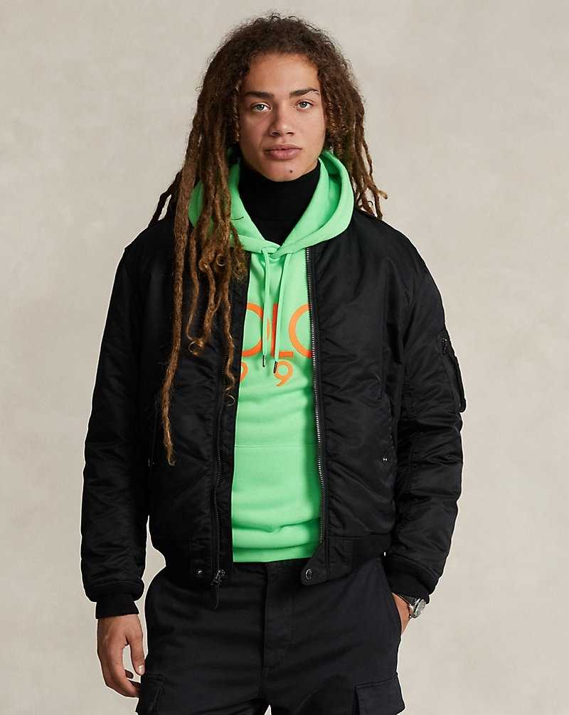 Chamarras Ralph Lauren Down Bomber Hombre Negros | RSEQDWN-93 - vista 1