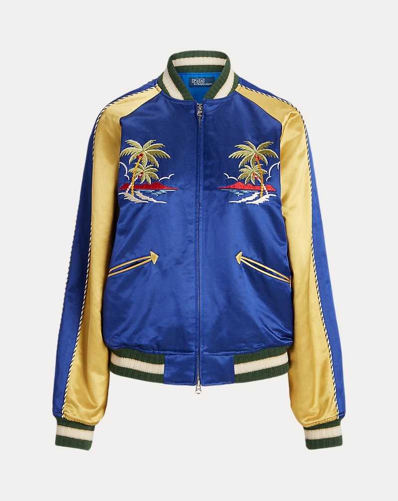 Chamarras Ralph Lauren Embroidered Bomber Mujer Royal/gold | CEBTWKJ-87 - vista 2