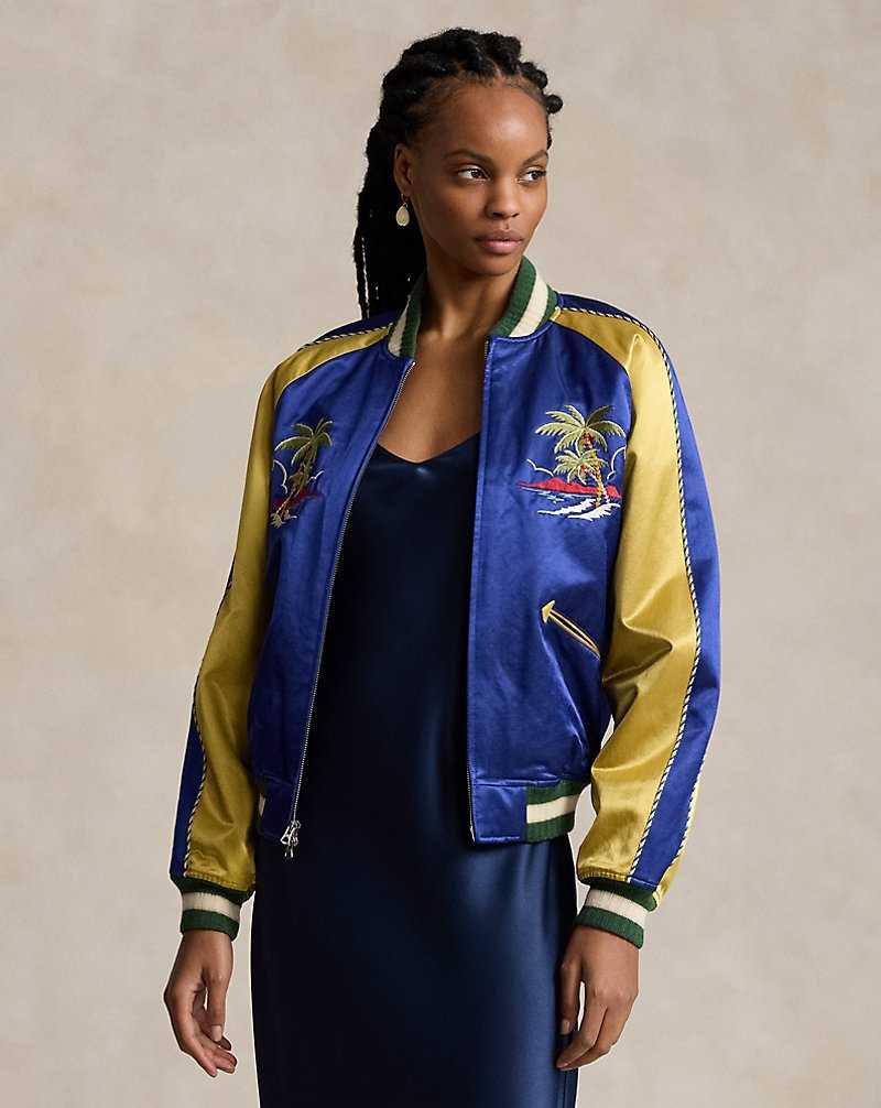 Chamarras Ralph Lauren Embroidered Bomber Mujer Royal/gold | CEBTWKJ-87 - vista 1