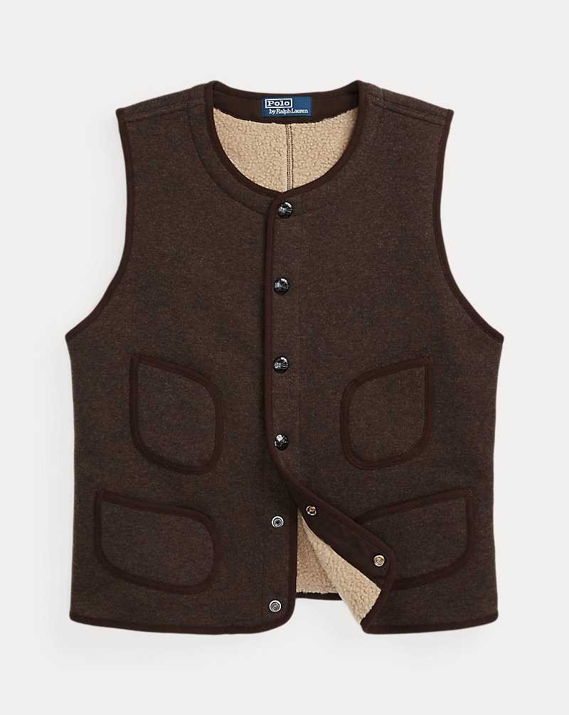 Chamarras Ralph Lauren Fleece Gilet Hombre Marrom | GVUSDTQ-78 - vista 2