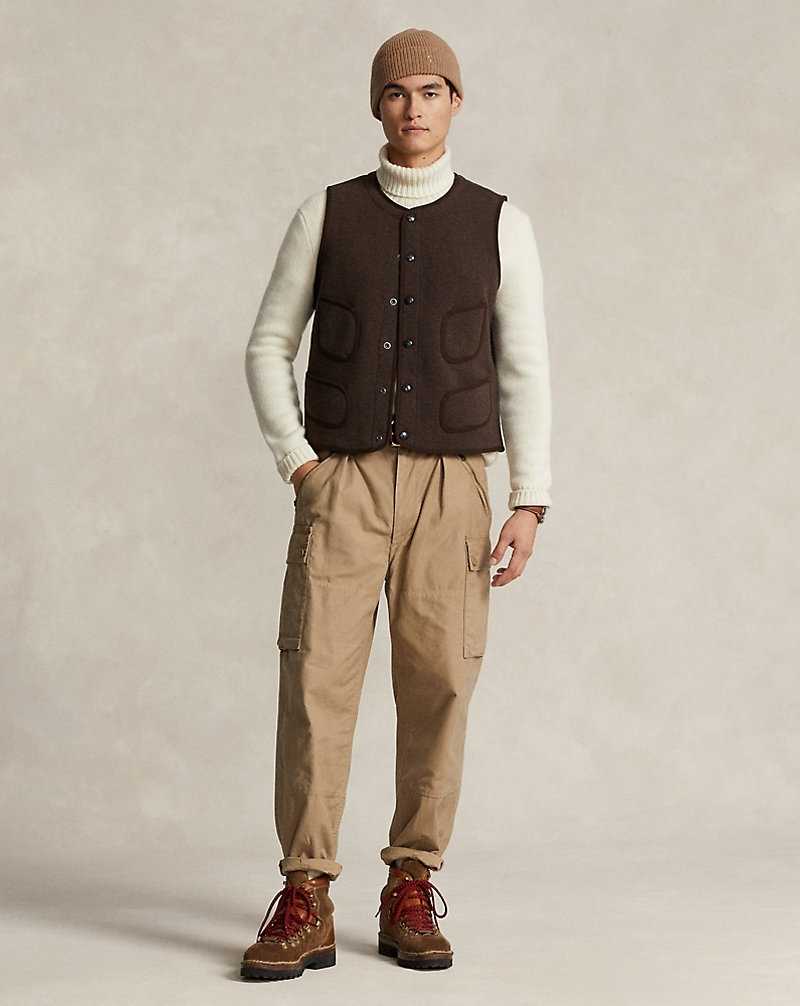 Chamarras Ralph Lauren Fleece Gilet Hombre Marrom | GVUSDTQ-78 - vista 3
