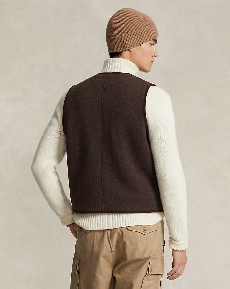 Chamarras Ralph Lauren Fleece Gilet Hombre Marrom | GVUSDTQ-78 - vista 4