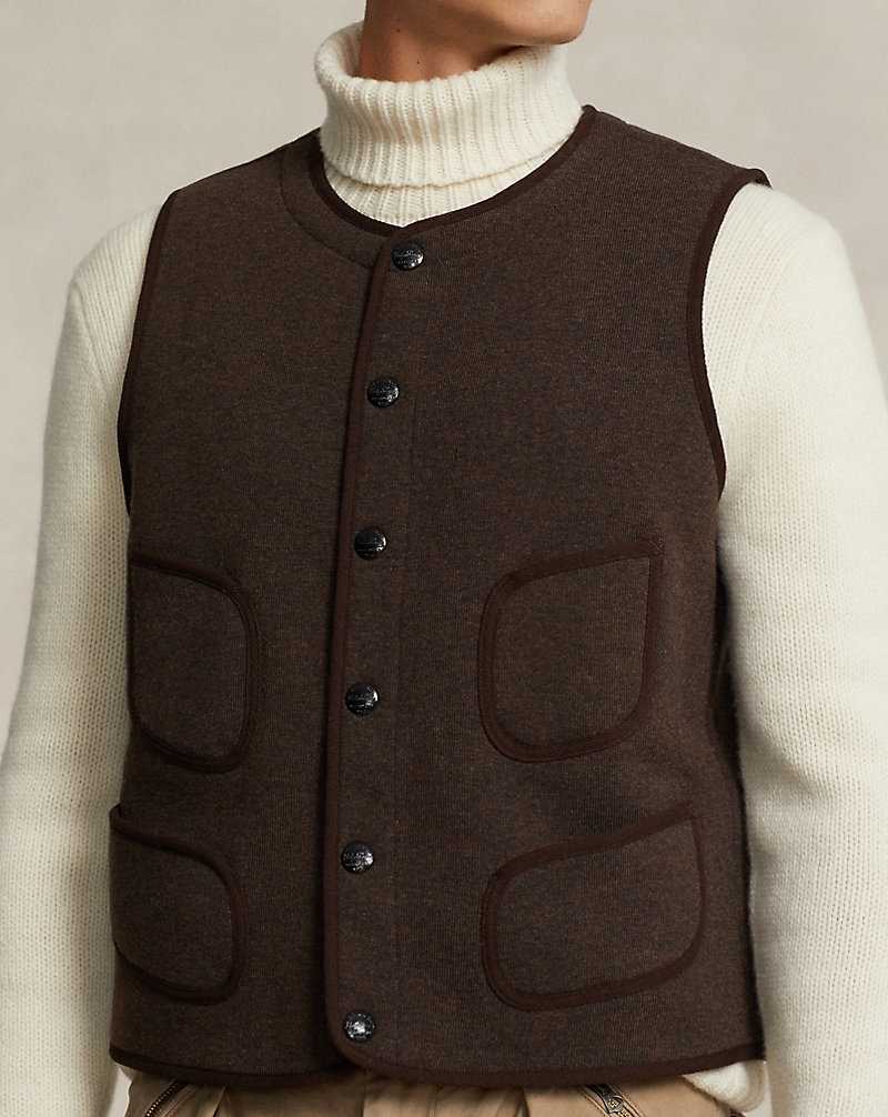 Chamarras Ralph Lauren Fleece Gilet Hombre Marrom | GVUSDTQ-78 - vista 5
