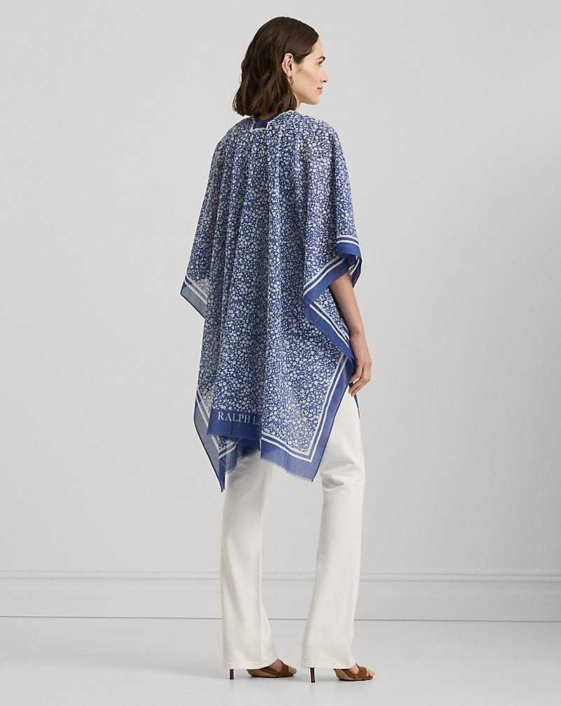 Chamarras Ralph Lauren Floral Cotton Ruana Mujer Blue/Cream Floral | KTCASZV-86 - vista 4
