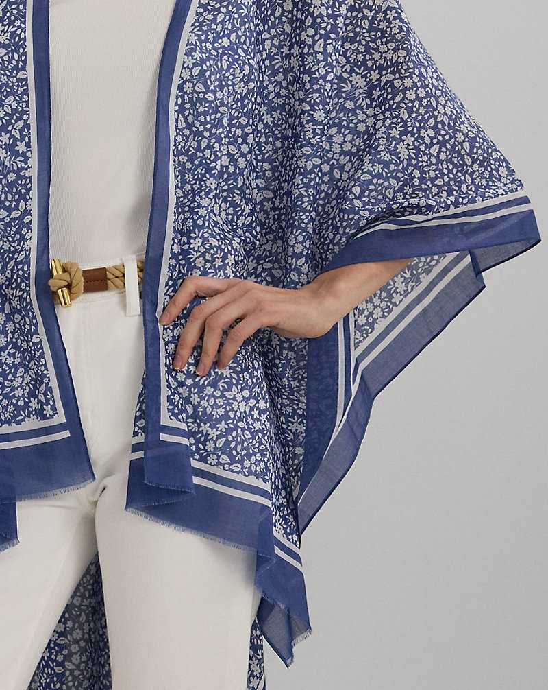 Chamarras Ralph Lauren Floral Cotton Ruana Mujer Blue/Cream Floral | KTCASZV-86 - vista 5