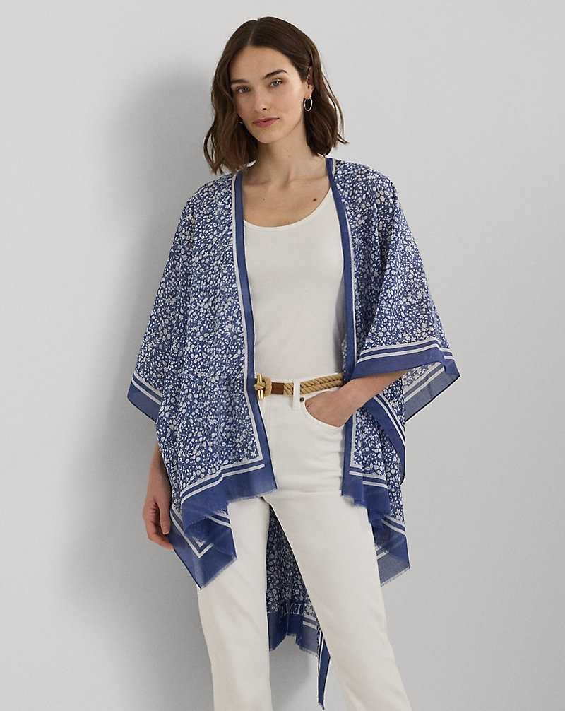 Chamarras Ralph Lauren Floral Cotton Ruana Mujer Blue/Cream Floral | KTCASZV-86 - vista 1