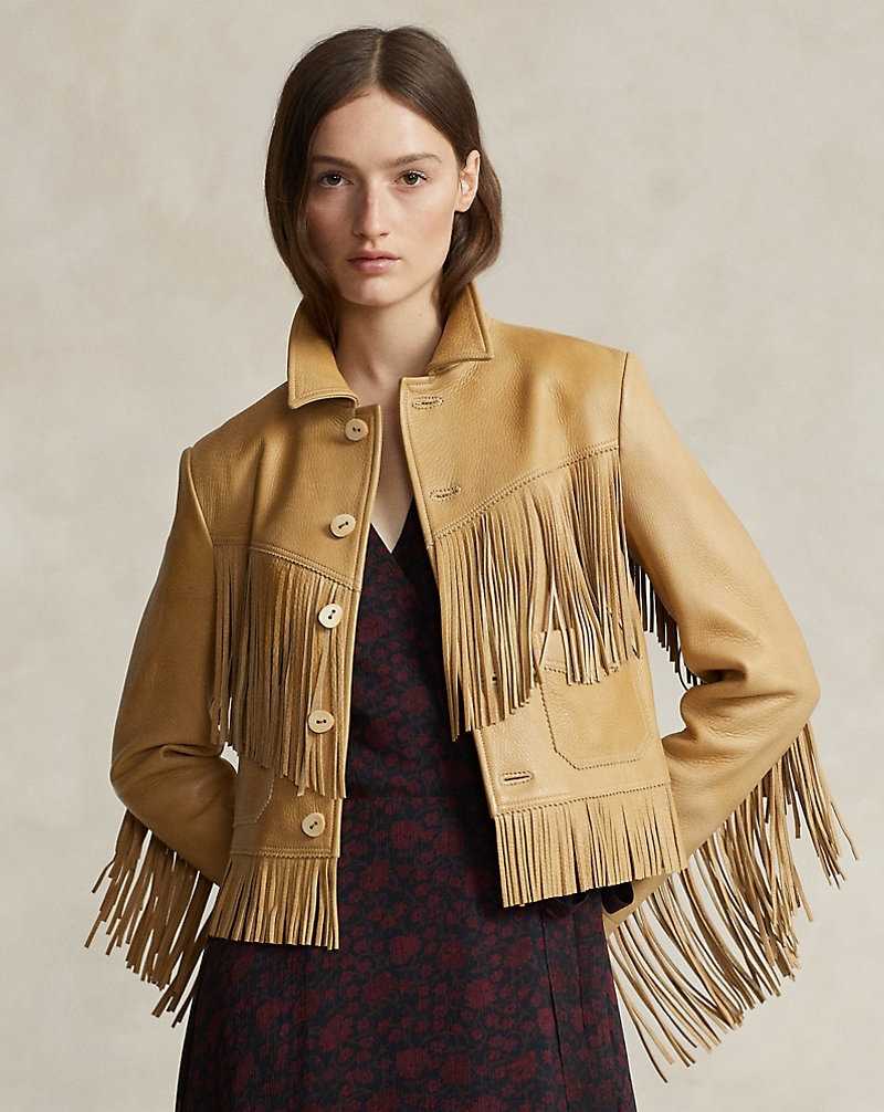 Chamarras Ralph Lauren Fringe Waxed Leather Mujer | KFDATVI-08 - vista 1