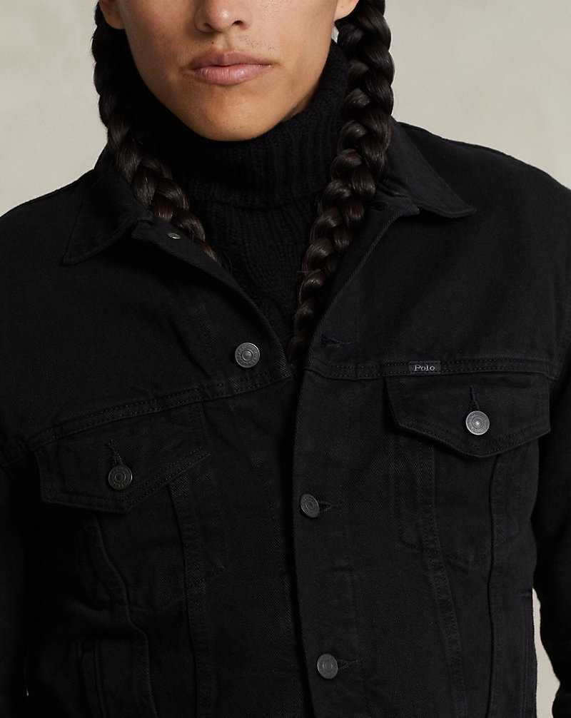 Chamarras Ralph Lauren Garment-Dyed Denim Trucker Hombre Negros | OFQVMLX-38 - vista 5