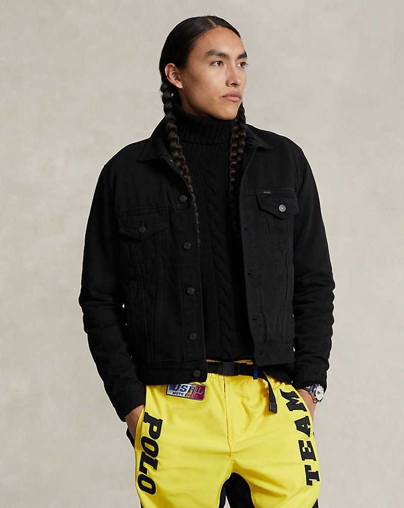 Chamarras Ralph Lauren Garment-Dyed Denim Trucker Hombre Negros | OFQVMLX-38 - vista 1