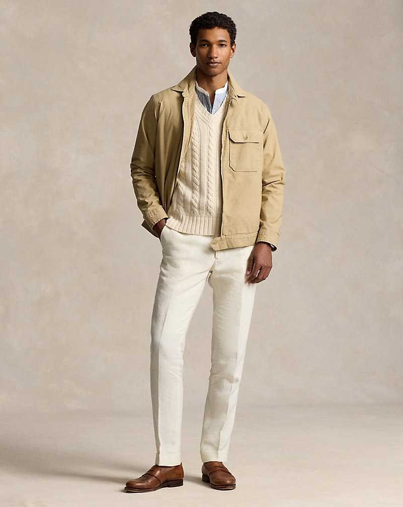 Chamarras Ralph Lauren Garment-Dyed Oxford Overshirt Hombre Surrey Tan | UMPYVSZ-84 - vista 3
