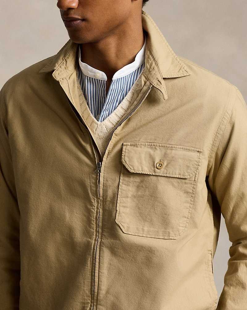 Chamarras Ralph Lauren Garment-Dyed Oxford Overshirt Hombre Surrey Tan | UMPYVSZ-84 - vista 5
