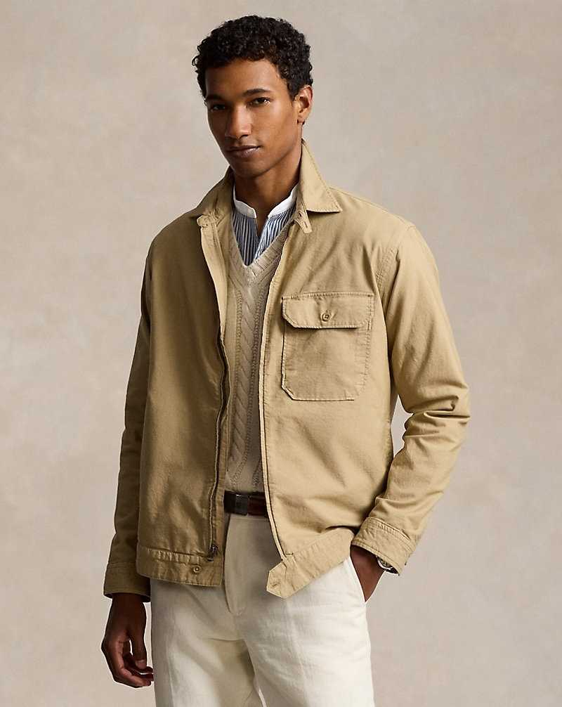 Chamarras Ralph Lauren Garment-Dyed Oxford Overshirt Hombre Surrey Tan | UMPYVSZ-84 - vista 1