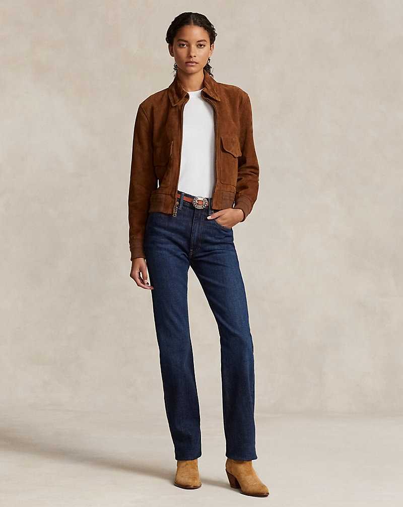 Chamarras Ralph Lauren Goat-Suede Bomber Mujer Cinnamon | TIVPUXH-48 - vista 3