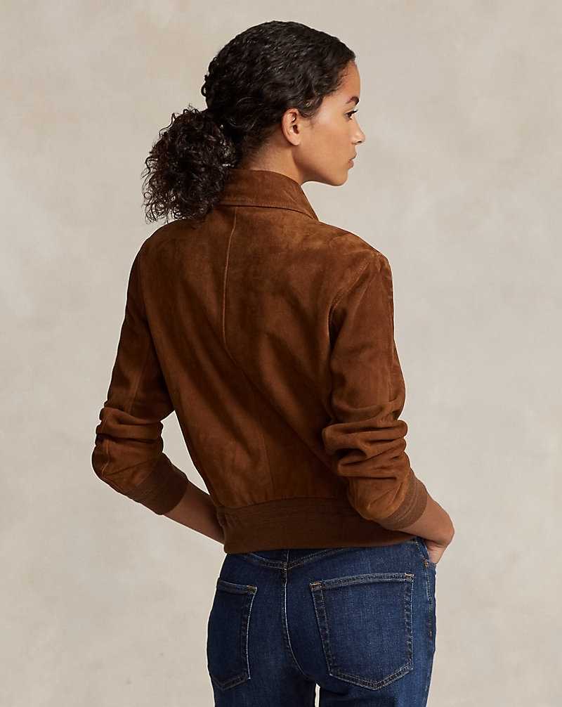 Chamarras Ralph Lauren Goat-Suede Bomber Mujer Cinnamon | TIVPUXH-48 - vista 4