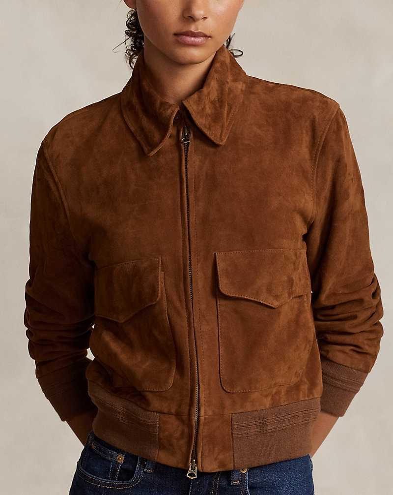 Chamarras Ralph Lauren Goat-Suede Bomber Mujer Cinnamon | TIVPUXH-48 - vista 5