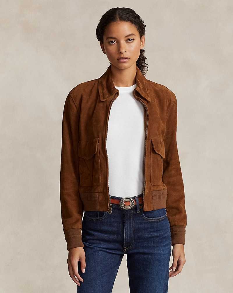 Chamarras Ralph Lauren Goat-Suede Bomber Mujer Cinnamon | TIVPUXH-48 - vista 1