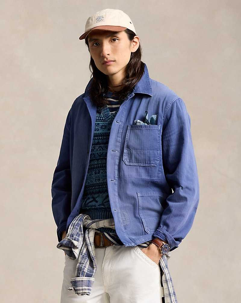 Chamarras Ralph Lauren Herringbone Utility Hombre Neptuno | OSLEAMT-41 - vista 1