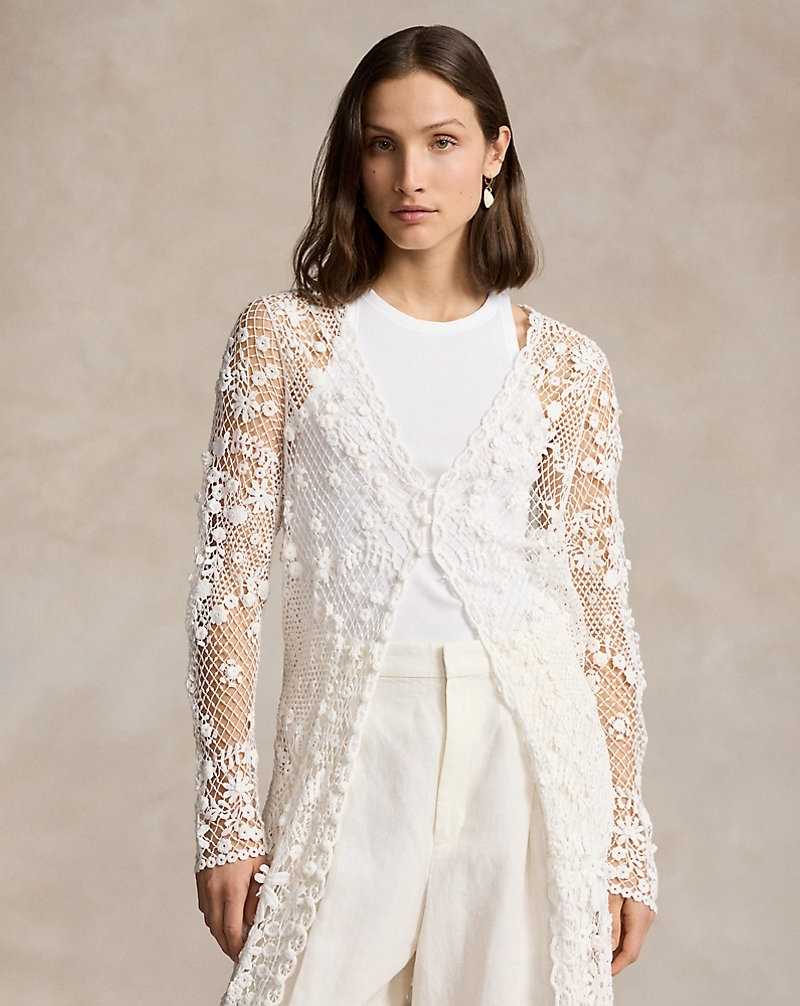 Chamarras Ralph Lauren Lace Buttoned Duster Mujer Blancos | ZHGAIYN-10 - vista 3