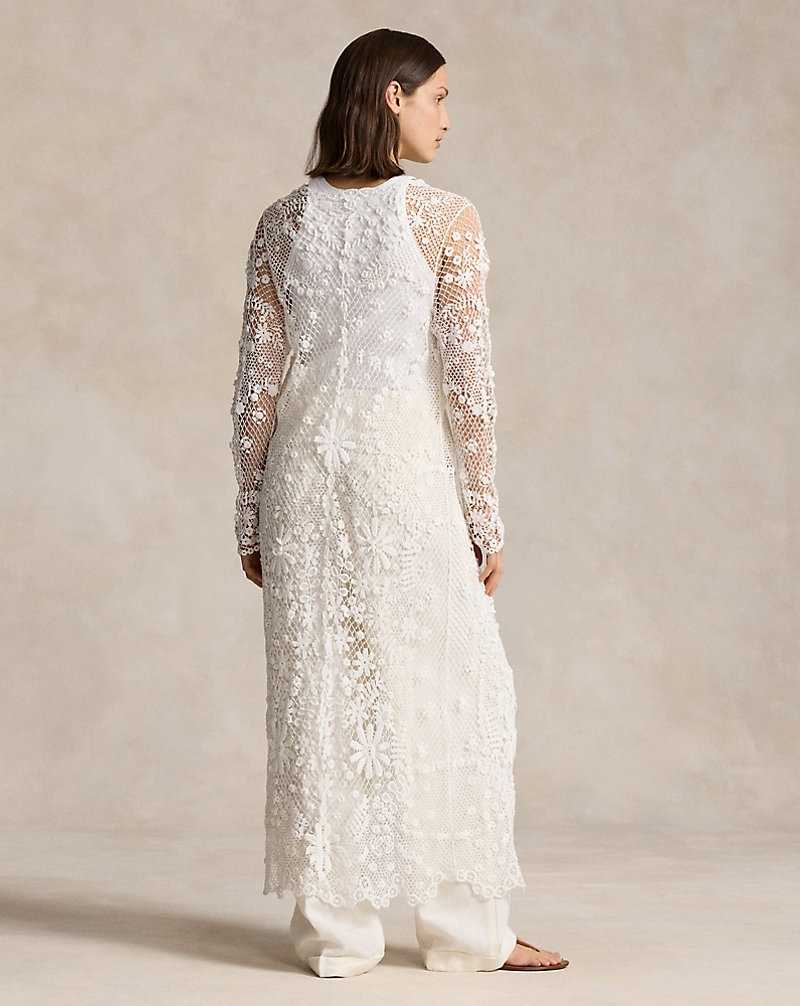 Chamarras Ralph Lauren Lace Buttoned Duster Mujer Blancos | ZHGAIYN-10 - vista 4